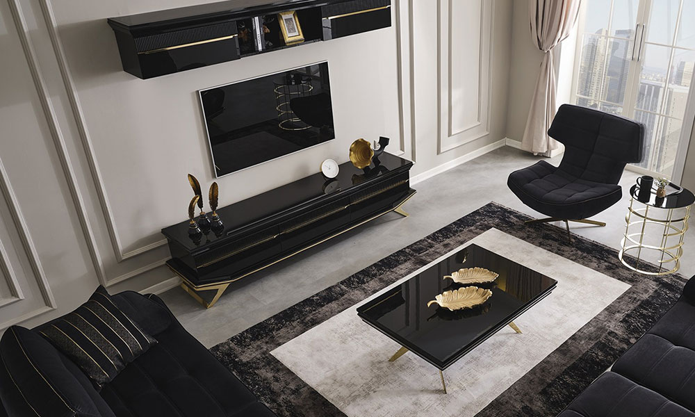 Masarati Siyah Gold Tv Ünitesi