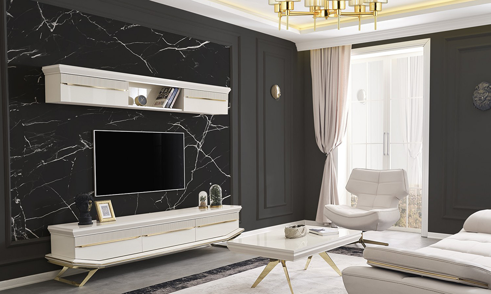 Masarati Beyaz Gold Tv Ünitesi